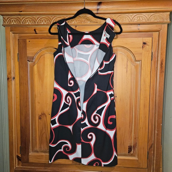 Dress Barn Black Red White Sleeveless Sheath‎ Dress Size 8 - Picture 3 of 7
